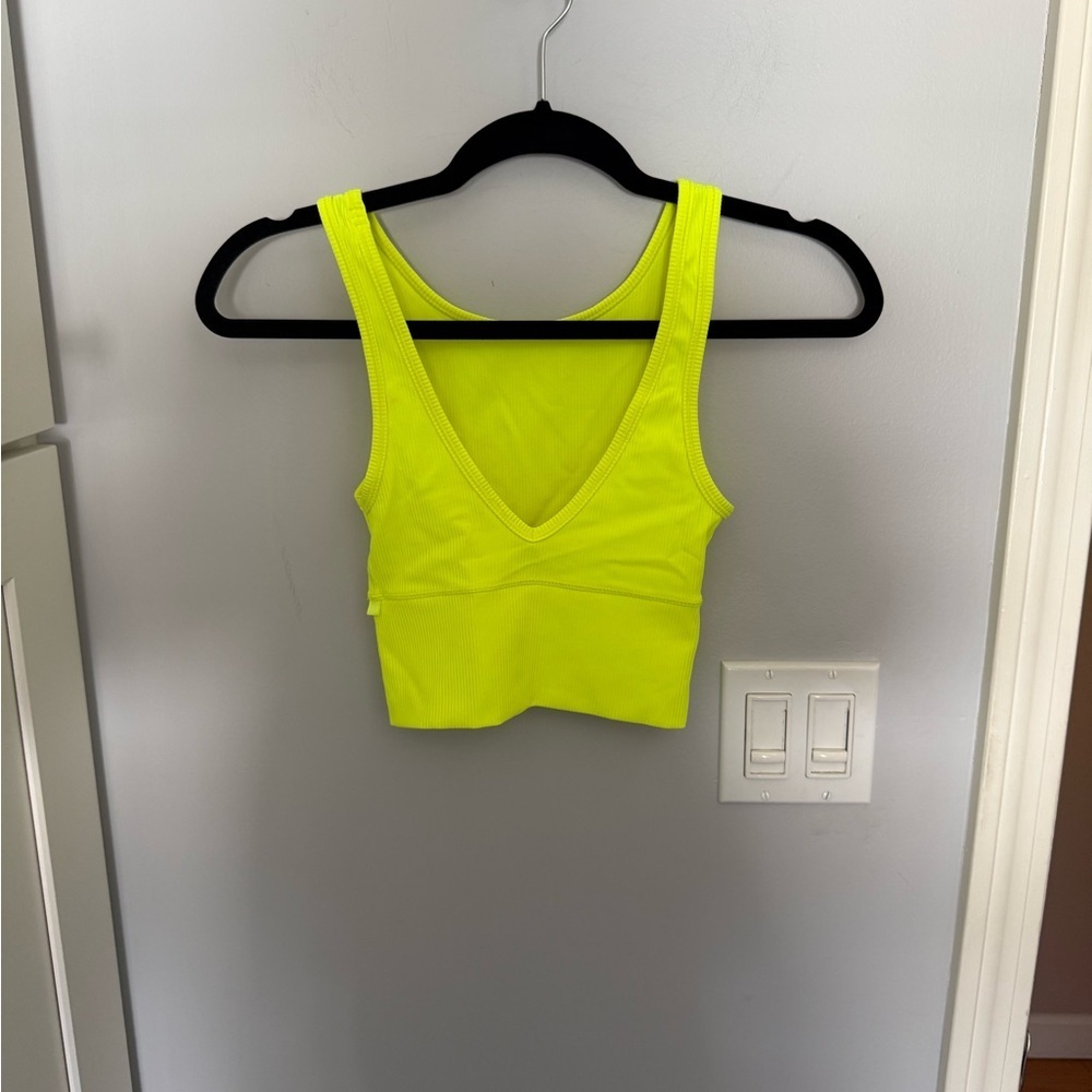 Lululemon Power Pivot Rib Tank Top Size XS Highlight Yellow